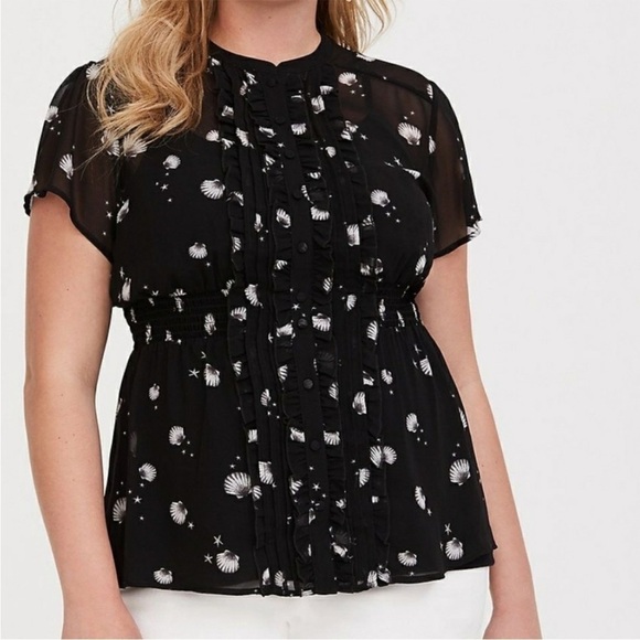 Torrid Sheer Peplum Short Sleeve Ruffled Blouse with Shells, size 3 - Picture 2 of 12